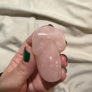 Stunning Rose Quartz Skull Figurine